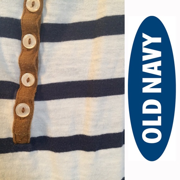 Ivory and Navy Stripe Button Tank - Picture 2 of 3